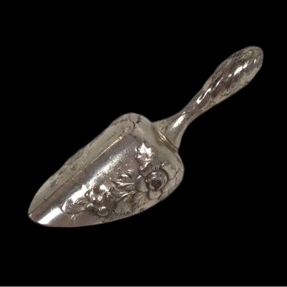 Vintage RAIMOND Pedestal Sugar Scuttle with Scoop, Russian, Silver-plate, Bronze - Picture 9 of 10